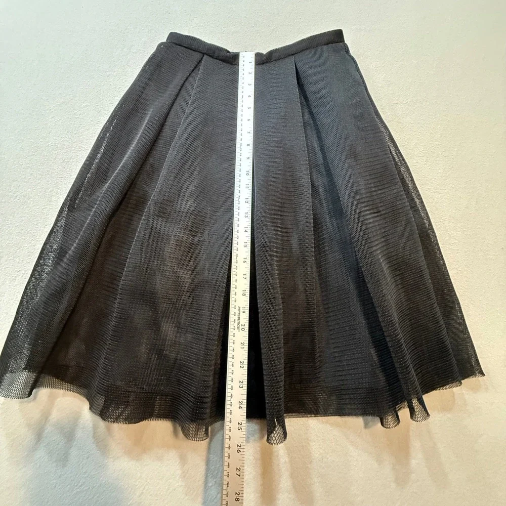 Maitai Black Mesh Pleated Sheer Romantic Balletcore Edgy Punk Midi Skirt Women M